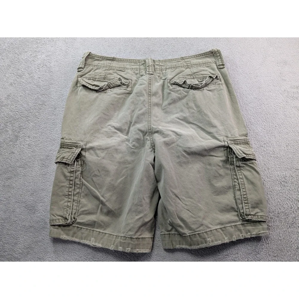 Hollister Mens Cargo Shorts Size 33 Olive Green Distressed Cotton Utility 1922